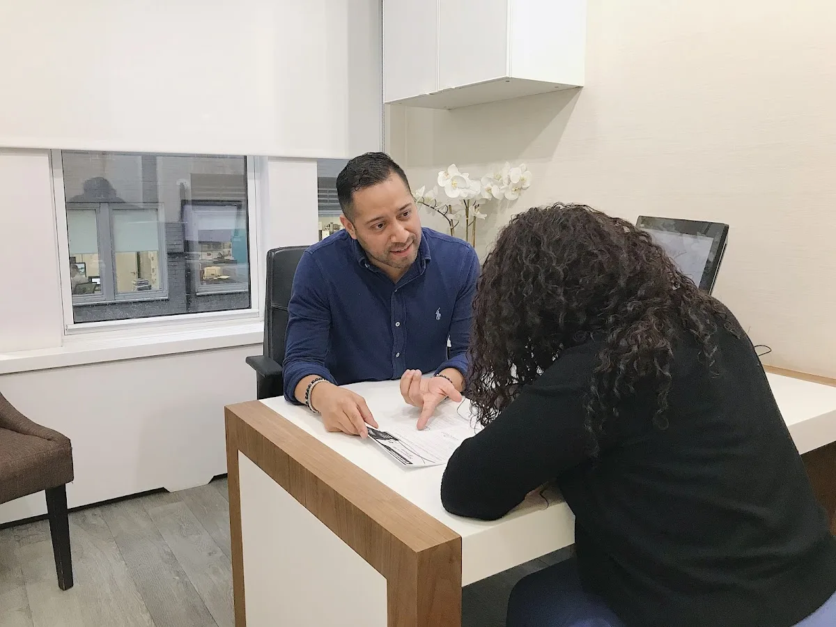 Dental care visit with clinicians discussing treatment options